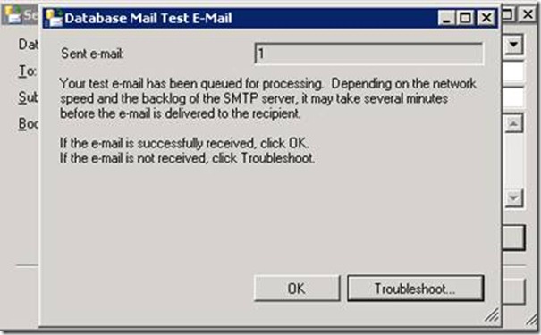 Database Mail Test Email